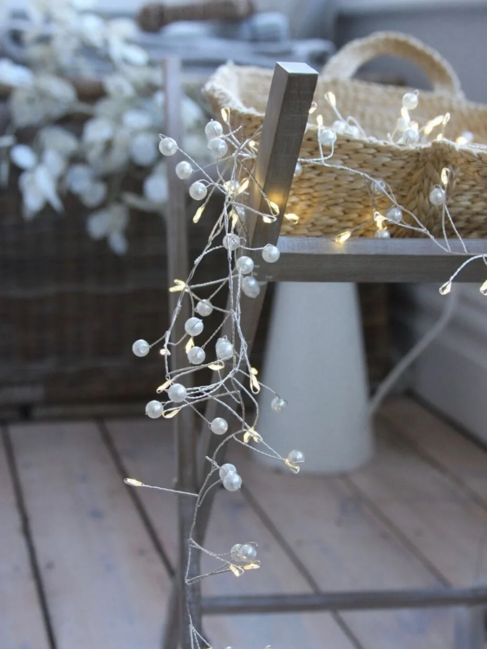 Pearl Cluster String Lights - LED, timer settings, 8ft - Home Holiday